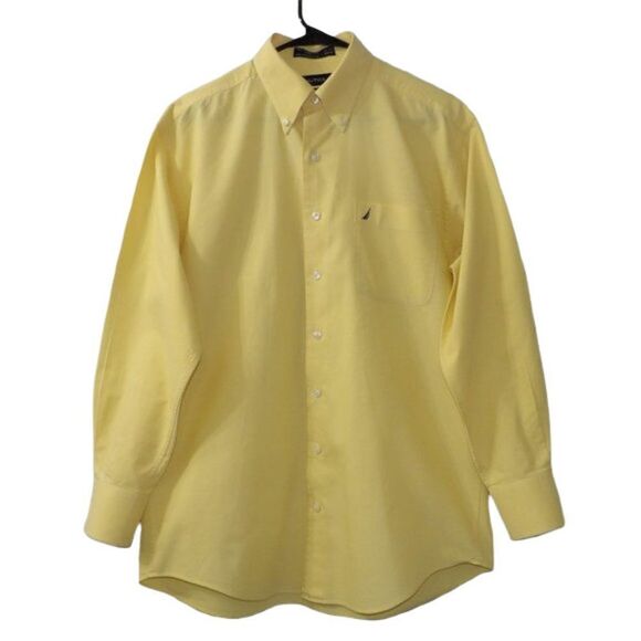 Men's NAUTICA Yellow Vintage Oxford Casual Button-Down Shirt Size Medium - Picture 1 of 8